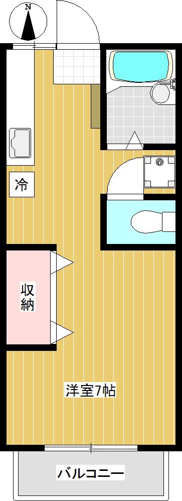 三鷹グリーンホームズ(ワンルーム/1階)の間取り写真
