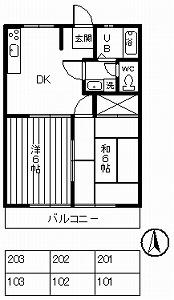 チアフル陽光ハイツ(2DK/2階)の間取り写真