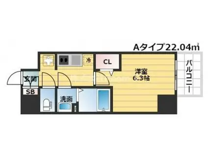 プレサンス堺筋本町ディスティニー(1K/9階)の間取り写真