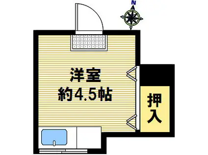水月荘(ワンルーム/2階)の間取り写真