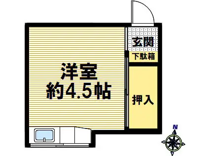 水月荘(ワンルーム/3階)の間取り写真