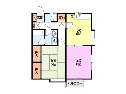 メイプル福山(2DK/1階)の間取り写真