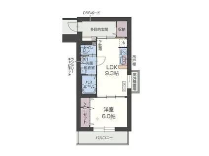 カーム ビスタ(1LDK/3階)の間取り写真