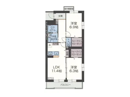 オーキッド ガーデン(2LDK/2階)の間取り写真