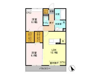 アルカディア A棟(2LDK/3階)の間取り写真