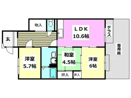 レジデンス吉川2号棟(3LDK/1階)の間取り写真