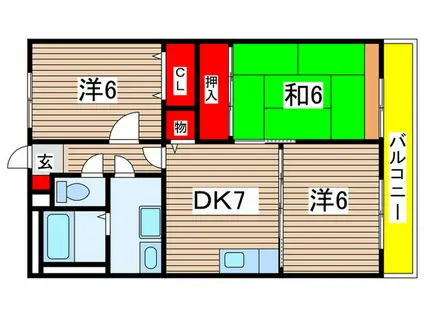 トークハウスIII(3DK/3階)の間取り写真