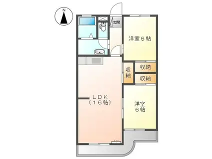 エスポワール南ヶ丘(2LDK/4階)の間取り写真