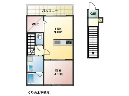 ヒッポ祇園II(1LDK/2階)の間取り写真