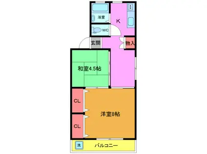 三輝本マンション(2K/2階)の間取り写真