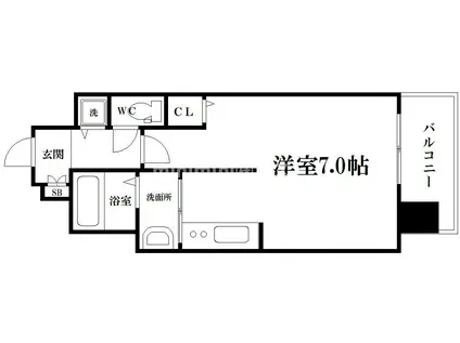 クレアート大阪トゥールビヨン(ワンルーム/3階)の間取り写真