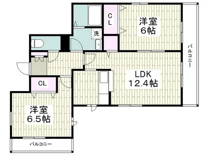 フォレスト笹野台(2LDK/1階)の間取り写真