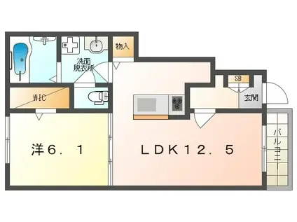 ロジュマンK.H.S II(1LDK/1階)の間取り写真