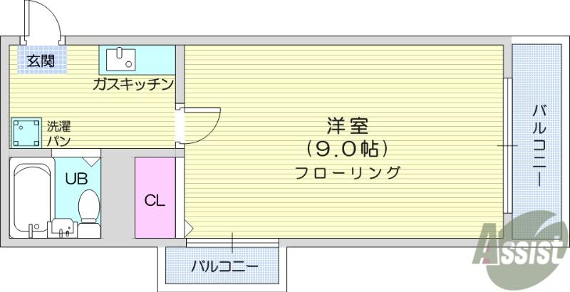 サンシティ荒町(1K/4階)の間取り写真