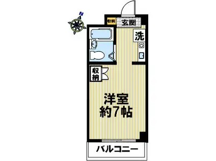 ロイヤルメゾン芦屋VI(ワンルーム/4階)の間取り写真