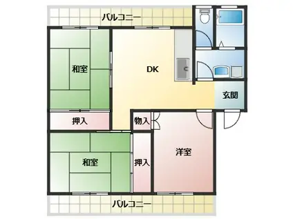 コーポシンワ(3DK/1階)の間取り写真