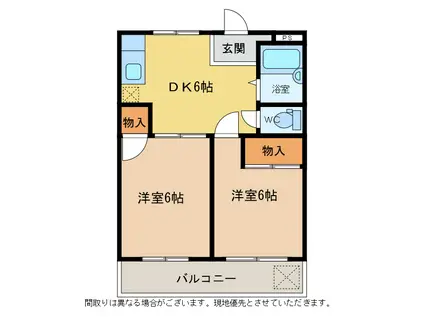 C.H稲田マンション今市(2DK/2階)の間取り写真