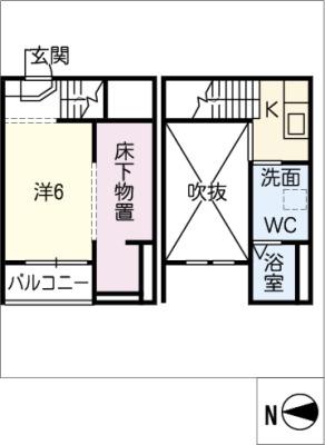 シャンテール(ワンルーム/1階)の間取り写真
