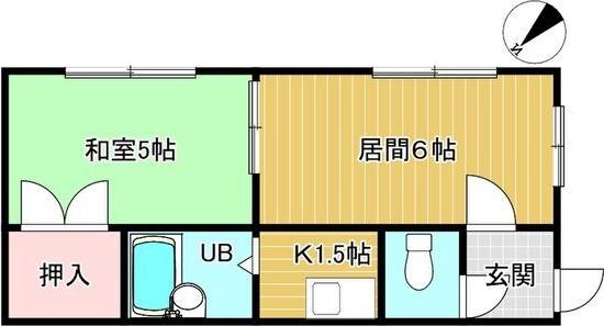 リバーグリーン N(1LDK/2階)の間取り写真