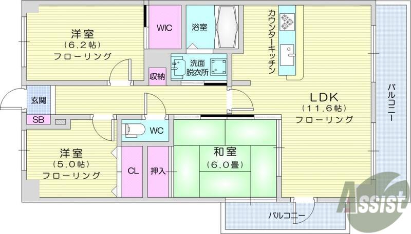 ソレアード舟丁(3LDK/2階)の間取り写真
