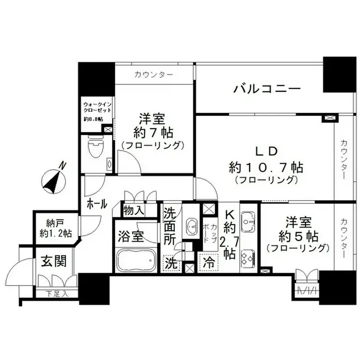 パークタワー渋谷本町 7階階 間取り