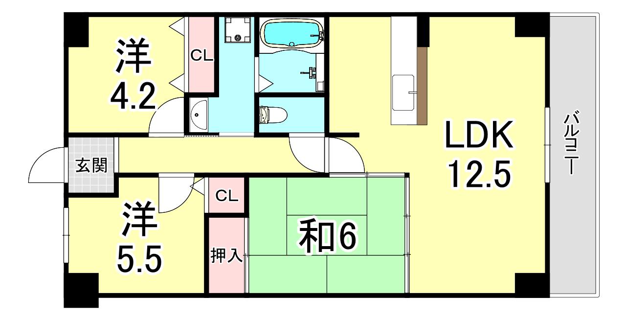 パレ清水が丘(3LDK/2階)の間取り写真