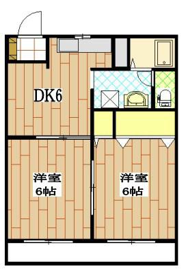 サンパレス金子(2DK/1階)の間取り写真