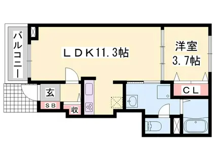 エスペランサI(1LDK/1階)の間取り写真