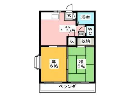 ハイム湘南(2DK/1階)の間取り写真