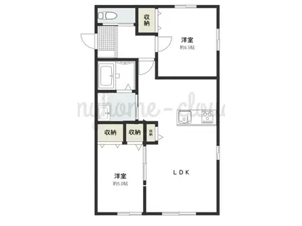 イーデンパークII(2LDK/1階)の間取り写真