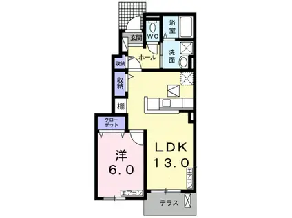 アーデン西浜VI(1LDK/1階)の間取り写真