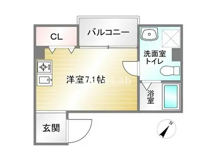 セントエルモ鷹取(ワンルーム/3階)の間取り写真