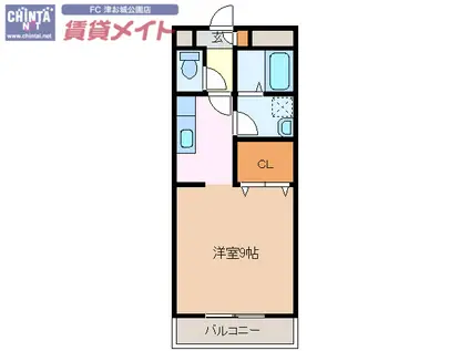 ハートランド栗真(1K/2階)の間取り写真