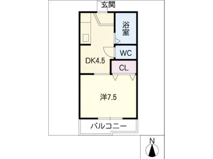 YYシーサイドパレス弐号館(1DK/1階)の間取り写真