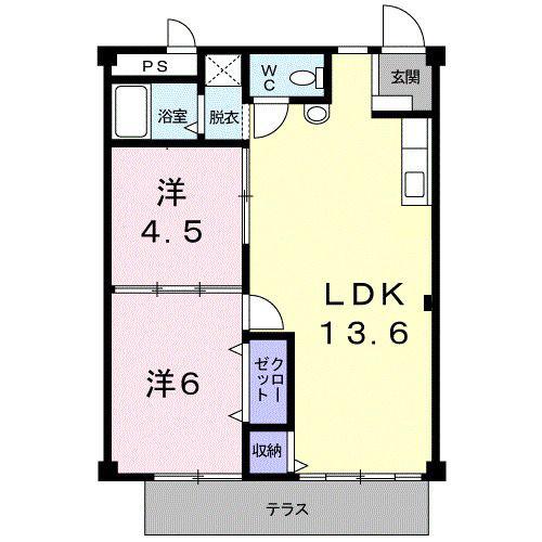 シティハイツ井上(2LDK/1階)の間取り写真