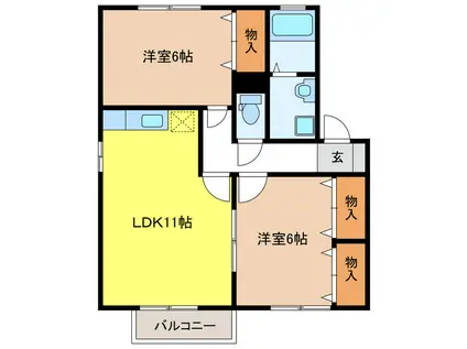 EVER GREEN(2LDK/2階)の間取り写真