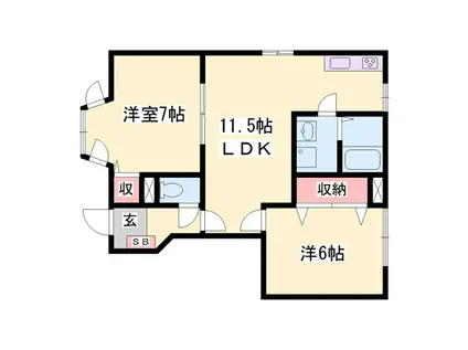 グレースガーデンI(2LDK/1階)の間取り写真