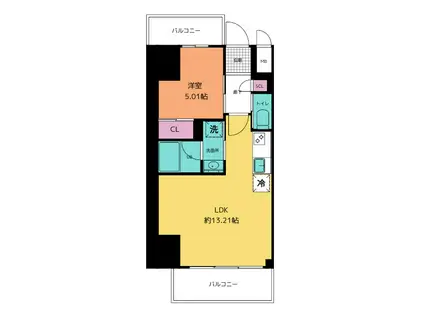 プレジオ西新井(1LDK/9階)の間取り写真