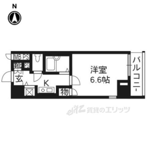 リーガル京都河原町Ⅲ(1K/4階)の間取り写真