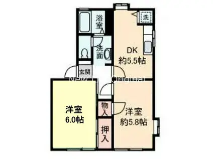 ビンタンテガ湘南A(2K/1階)の間取り写真