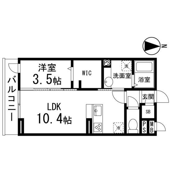 イーストナイン(1LDK/3階)の間取り写真