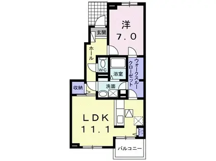 ビバリーヒルズD(1LDK/1階)の間取り写真