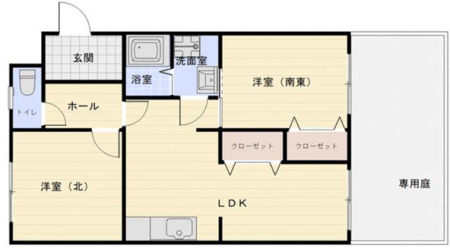 マンション堂本(2LDK/1階)の間取り写真