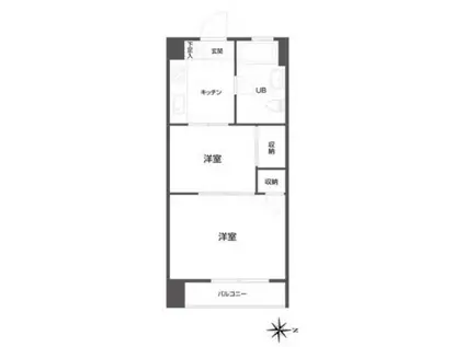 マンションニュー池尻(2K/5階)の間取り写真