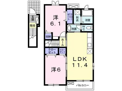 サンリットレジデンスA(2LDK/2階)の間取り写真