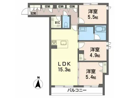 カルムメゾン(3LDK/2階)の間取り写真