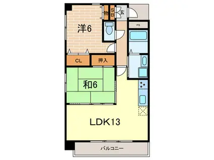 シェリール苦楽園I(2LDK/3階)の間取り写真
