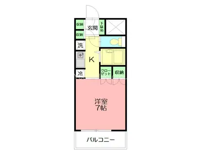 厚木アザレアビル(1K/6階)の間取り写真