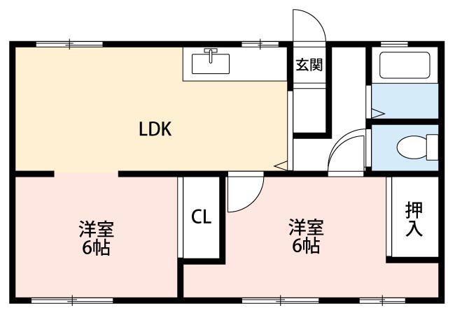 コーポいちかわ(2LDK/1階)の間取り写真