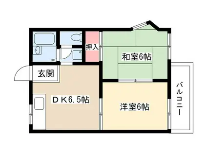 タウニーボリー(2DK/2階)の間取り写真